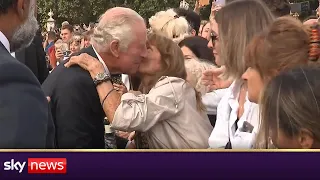 King Charles III greets public outside Buckingham Palace