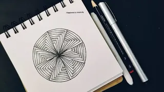 Art Therapy Series #25 | Relaxing line Illusion Drawing | Easy geometric Zen Doodle for beginners