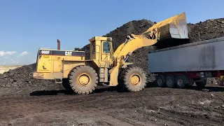 Caterpillar 988F Wheel Loader Loading Mercedes And MAN Trucks With Coal - Labrianidis Mining Works