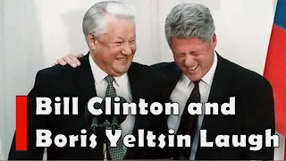 Bill Clinton President Boris Yeltsin laugh Uncontrollably