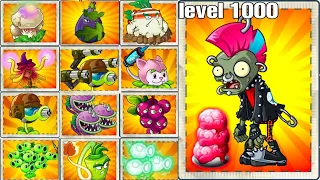 Punk Zombie level 1000 vs all Plants power up | Plants vs Zombies 2 - PVZ2 MK