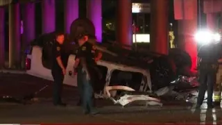 Family's truck flies off freeway after being hit by street racers in NE Houston, police say