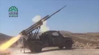 ريف حماة استهداف مواقع قوات الأسد في شطحة بصواريخ الغراد نصرة للزبداني وسهل الغاب 17 8 2015