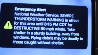 90 MPH WINDS SEVERE THUNDERSTORM WARNING FOR MY AREA + WEA ALERT! RARE! (EAS #1,484) 3/31/23