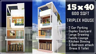 15X40 Feet | 600 sqft Small Villa with Luxurious Central Courtyard | 67 Gaj | 4.5X12 Mtr. | ID-105