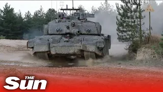 Footage shows 'Challenger 2' British tank in action before they arrive in Ukraine