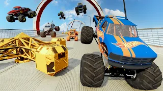 Monster Jam Big & Small Monster Truck Crashes - BeamNG Drive | Griff's Garage