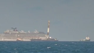 SpaceX Falcon 9 Rocket at Sea on Landing Barge Telephoto Video