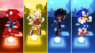 Spider Man Sonic 🆚 Super Amy Rose 🆚 Sonic Exe 🆚 Muscular Sonic | Sonic Tiles Hop EDM Rush