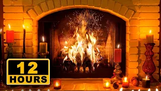 🔥 12 Hours Real Fireplace Video! ASMR Crackling Fire Sounds (NO MUSIC) Virtual Romantic Fireplace