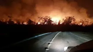 Fogo na entrada da cidade de Marcelândia