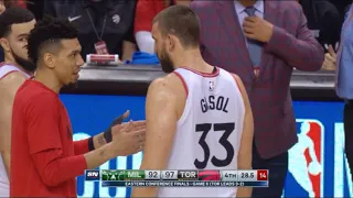 Blocking foul on Gasol is reviewed and confirmed