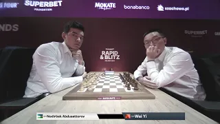 Nodirbek Abdusattorov vs Wei Yi Rapid & Blitz Poland 2024 DAY 4