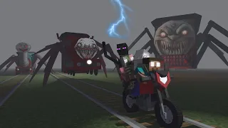 Minecraft Mobs Life : CHOO CHOO CHARLES GIANT FAMILY  HORROR APOCALYPSE ATTACK - Minecraft Animation