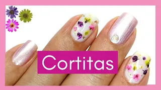 Uñas Cortas Bonitas 2024/Diseños de uñas con Flores Secas paso a paso/short nail art