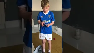 moment this young rangers fan found out he was going to Seville to watch Europa league final