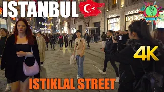 Istiklal Street Istanbul Nightlife Walking Tour | Taksim Square 4k 60fps