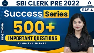 SBI CLERK PRE 2022 | SUCCESS SERIES | 500+ Important Questions #4 | English By Udisha Mishra