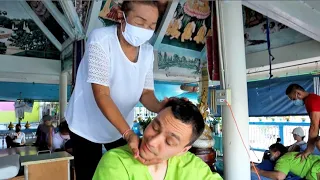 ASMR Powerful massage and Tok Sen  at the river bank