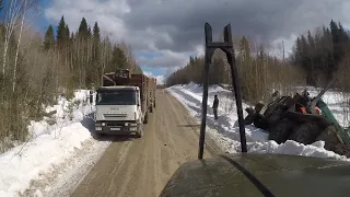 Опасный Урал лесовоз без тормозов. Дороги всё хуже и хуже.