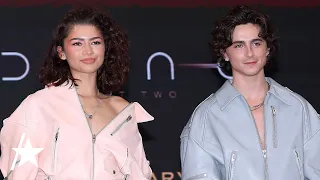Timothée Chalamet Dishes On Matching Look w/ Zendaya At 'Dune' Event
