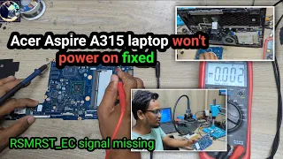 Acer Aspire A315 laptop won't power on fixed | nb8607_pcb_mb_v4 | Acer laptop no power fixed!