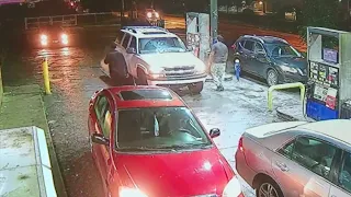 Surveillance video shows woman run over by own car at Columbus gas station during carjacking