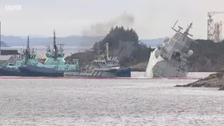 Helge Ingstad  Norway's warship collides with tanker in fjord