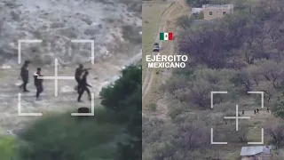 Sicarios huyen de enfrentamiento al ver al Ejército mexicano, fue captado por dron de EU