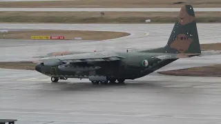 Algerian Air Foce C-130-J 7T-WHF taxing at Munich Airport on return to Algier