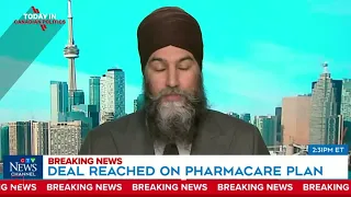 NDP Leader Jagmeet Singh announces an agreement for a Canadian Pharmacare Program