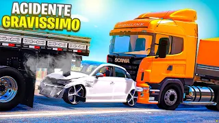 GTA V VIDA DE CAMINHONEIRO | FILMEI UM ACIDENTE MUITO FEIO 😰 #209