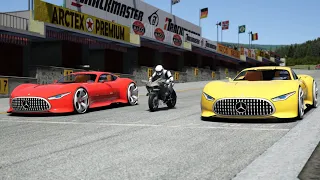 Kawasaki Ninja H2R Supercharged vs Mercedes-Benz AMG Vision GT at Old SPA