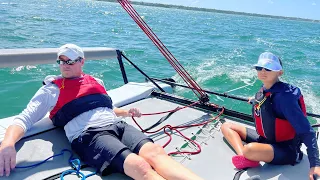 Sailing the Hobie Getaway with my family.