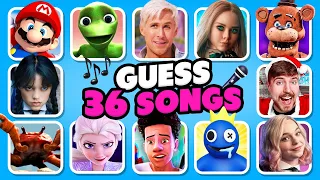 Guess The Meme By Song 🎧🔊 Super Mario, Wednesday, Barbie, Elsa, Sonic, Spider-Man, FNAF
