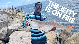 Panama City Beach Fishing: RED FISH INSANITY AT THE JETTY!!