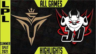 V5 vs JDG Highlights ALL GAMES | LPL Summer 2021 W3D3 | Victory 5 vs JD Gaming