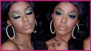 Green Glitter Smokey Eye | St Patrick's | High End Makeup Test | Brown Eyes