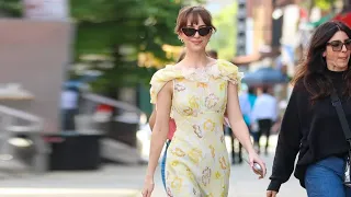 Dakota Johnson Looks So 'SATC' Coded in This Flirty Frilled Summer Dress