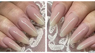 Baby Boomer Fade Nails  W/ Natural Nail Color  & Nude Builder Gel