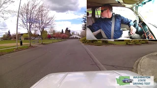 Backing around a corner on the Washington state driving test.