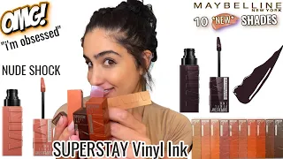 *10 Brand New Shades* 😍 MAYBELLINE SUPERSTAY VINYL INK NUDE SHOCK I SWATCHES AND DEMO