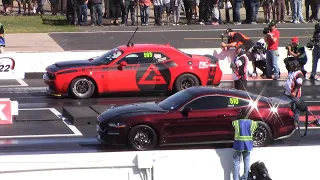 Mustang GT vs Dodge Demon and Nissan GTR Drag Races