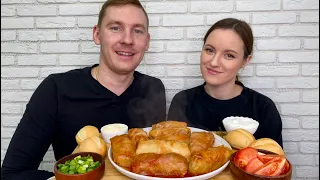 МУКБАНГ ДОМАШНИЕ ГОЛУБЦЫ MUKBANG HOMEMADE CABBAGE ROLLS рецепт ответы на вопросы