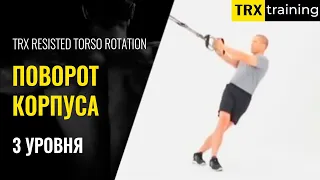 Поворот корпуса,TRX Resisted torso rotation (3 уровня)