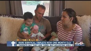 Greenfield family adjusting well to life with identical triplets