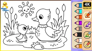 Learn Colors with Baby and Mommy Duck | Magic Colors