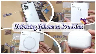 New 🍎 Aesthetic Unboxing Iphone 12 Pro Max 📲| Silver 256 GB ✨ + 🍎 Accessories 🤍