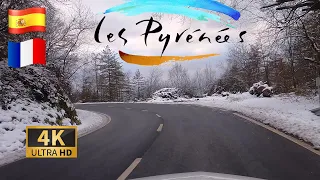 DRIVING Western PYRENEES with SNOW!!, Baztan Valley, SPAIN FRANCE,  I 4K 60fps
