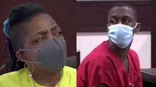 Murder victim's mother tearfully confronts young killer at sentencing